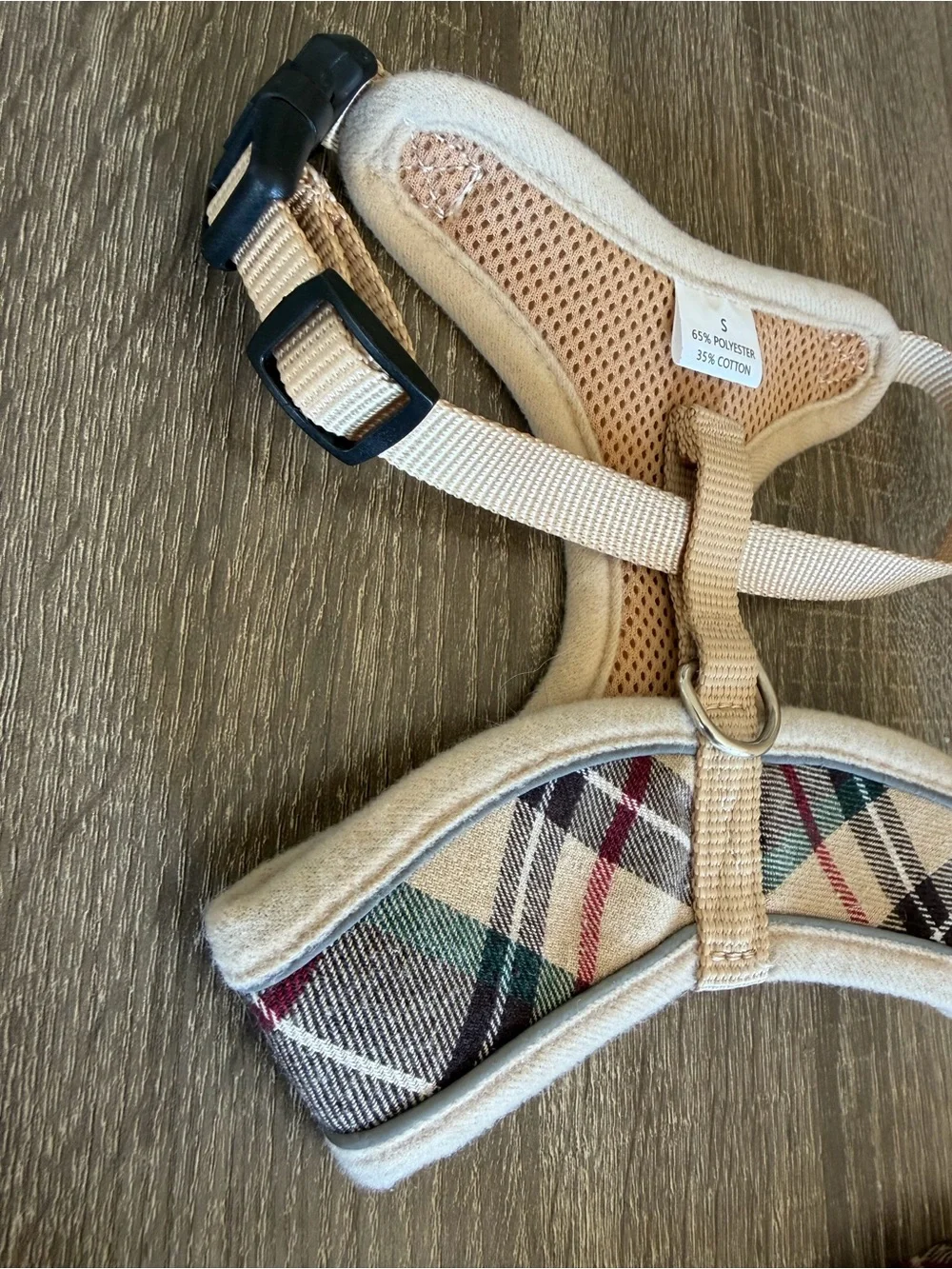 Beige Plaid Small Dog Harness & Leash Set